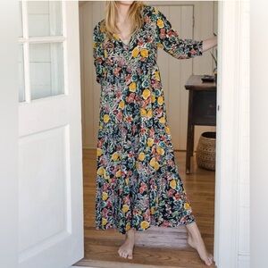 Natural life black floral maxi boho dress